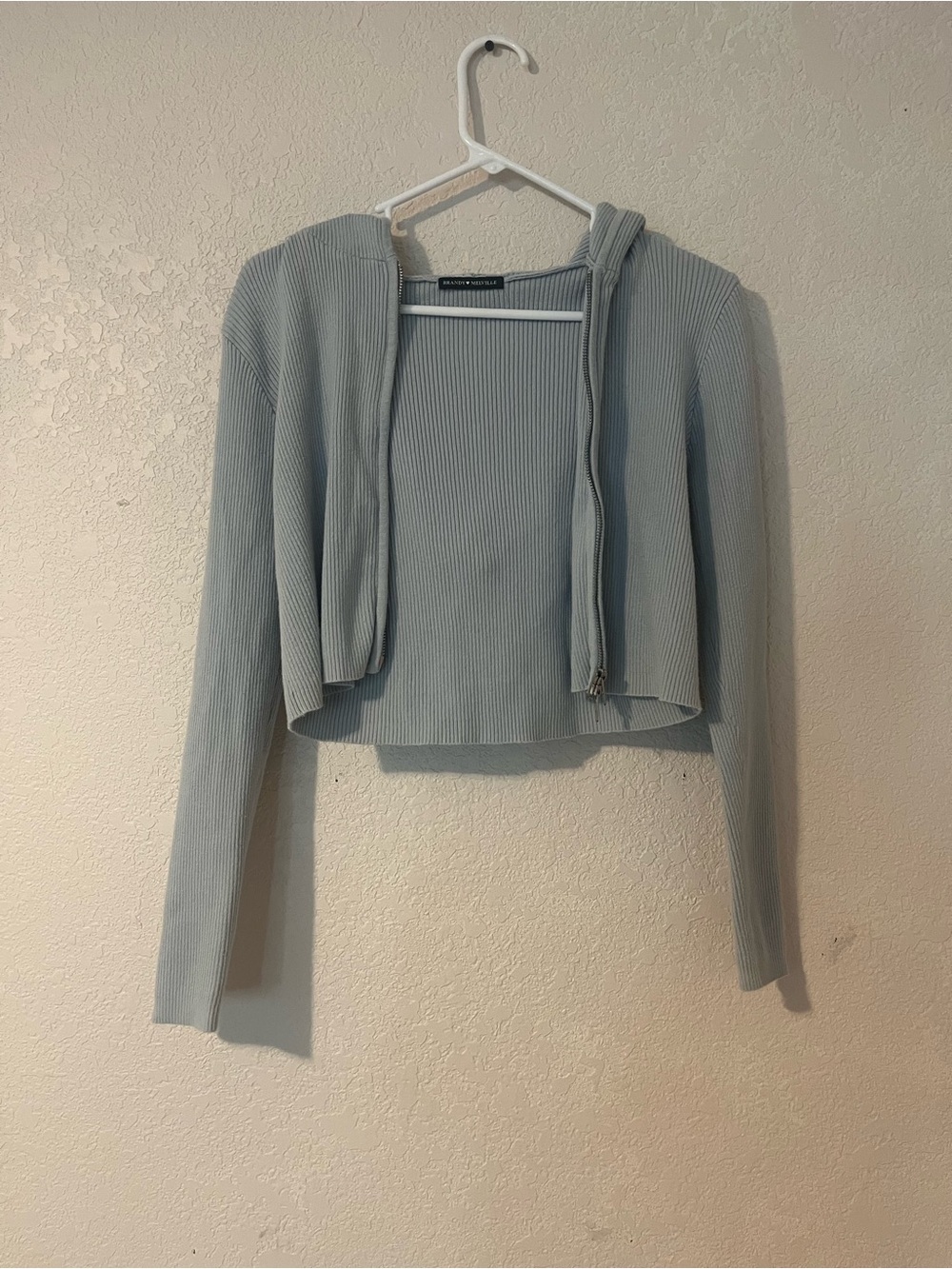 Brandy Melville Light Blue Gray Cropped Hoodie